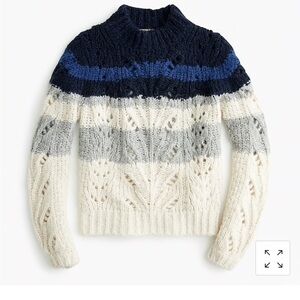 J. Crew Women's Striped Sweater in Navy, Gray, and Cream